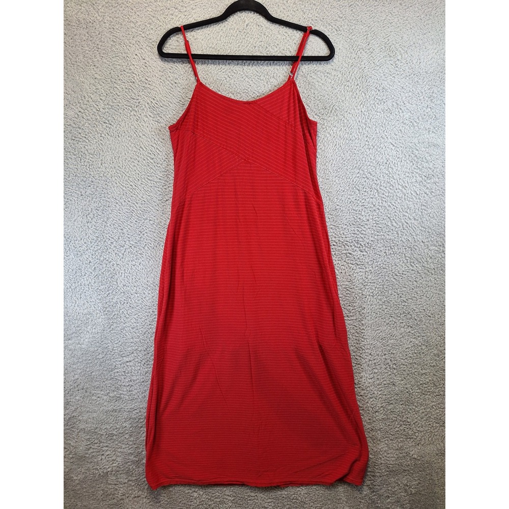 Faded Glory Dress Women L Red Midi Spaghetti Strap Casual Summer Stretch Outdoor